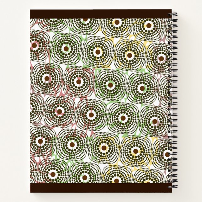 Brown green ankara pattern notebook (Back)