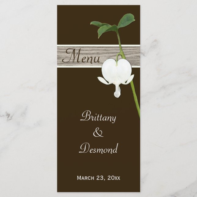 Brown, Green Bleeding Heart Menu Card (Front)