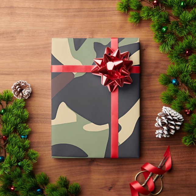 Brown Green Camo   Wrapping Paper (Holiday Gift)
