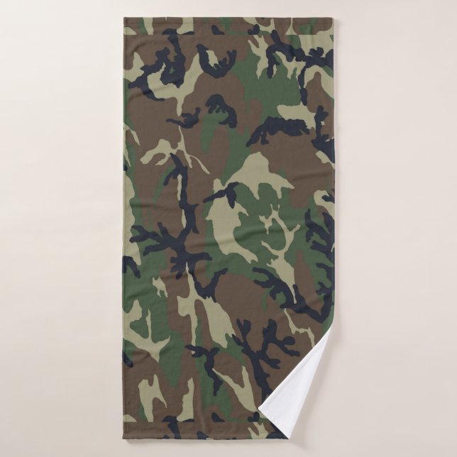 Brown green camouflage bath towel (Bath Towel)