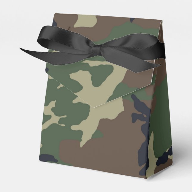 Brown green camouflage favor box (Front Side)