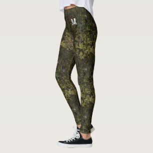 Brown Green Cracked Natural Rock Monogram Custom Leggings