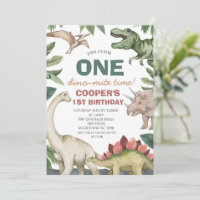 Brown Green Foliage Dinosaur Birthday