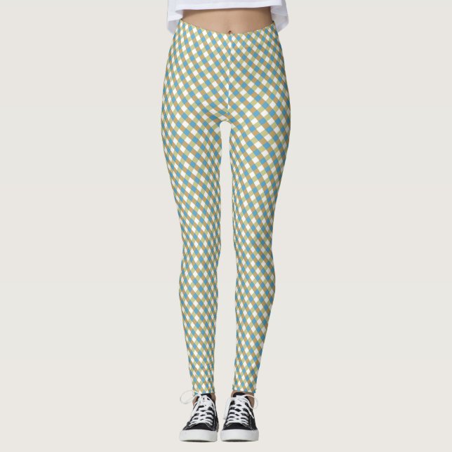 Brown Green Gingham Leggings (Front)