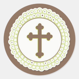 Brown Green Holy Cross Sticker
