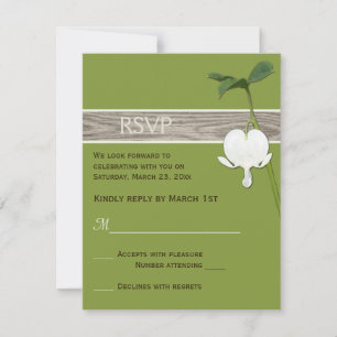 Brown Green Ivory Bleeding Heart Wedding RSVP Invitation