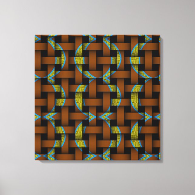 Brown Green Tribal Art Circle Pattern Weave Canvas (Front)