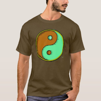 Brown Green Windblown Yin Yang T-Shirt
