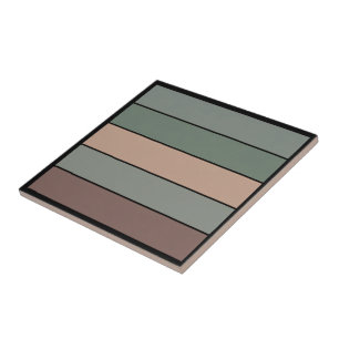 Brown Green With Black Stripes On Watercolor Paper Tile