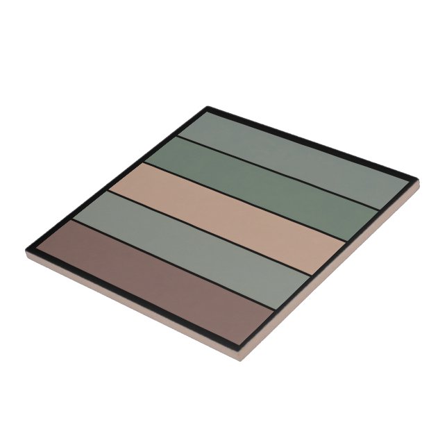 Brown Green With Black Stripes On Watercolor Paper Tile (Side)