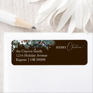 Brown Greenery Vintage Christmas Address