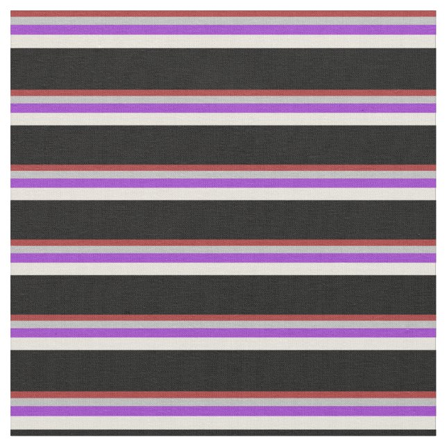 Brown, Grey, Dark Orchid, Beige & Black Pattern Fabric (Close Up)