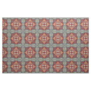 Brown Grey Dark Red Orange Taupe Beige Ethnic Look Fabric
