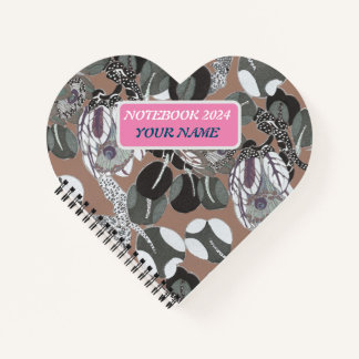 Brown grey floral pattern notebook