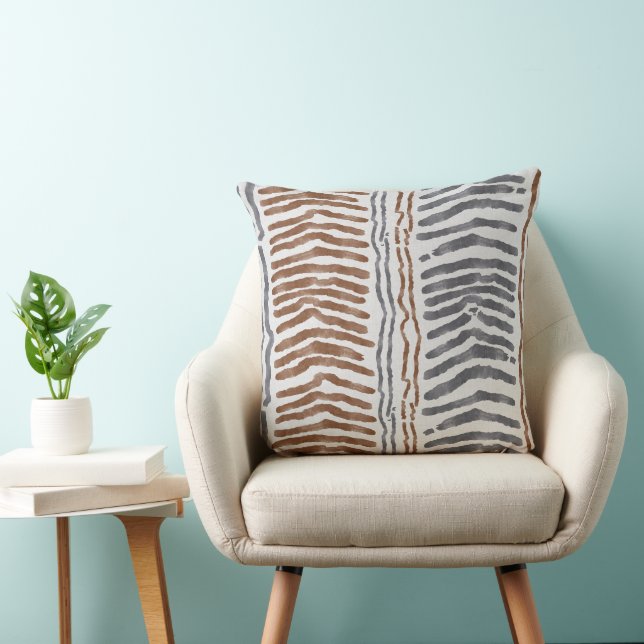 Brown Grey Modern Boho Accent Pillow (Chair)