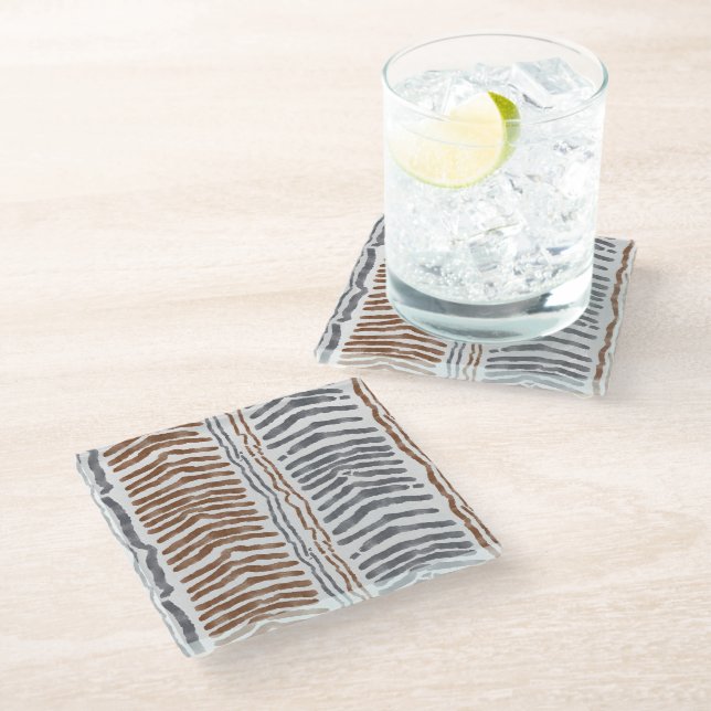 Brown Grey Modern Drink Coaster (Angled)
