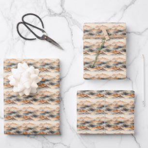Brown & Grey Mountain Landscape Wrapping Paper Sheet