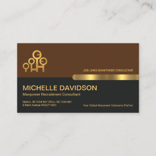 Brown Grey Retro Columns Gold Labour Manpower Business Card