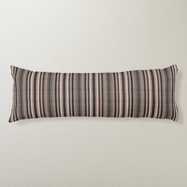 Brown Grey Stripes Body Pillow (Front)