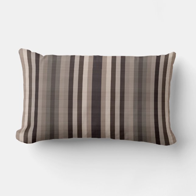 Brown Grey Stripes Lumbar Pillow (Front)