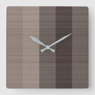 Brown Grey Stripes Square Wall Clock