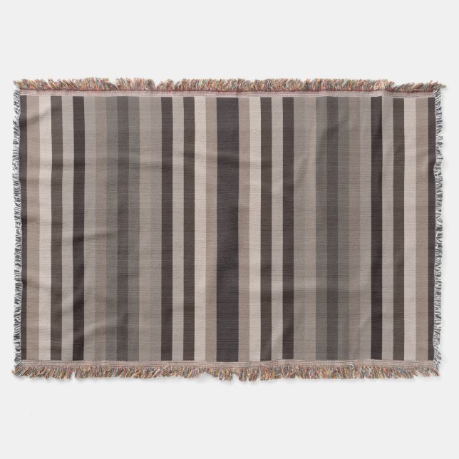 Brown Grey Stripes Throw Blanket (Front)