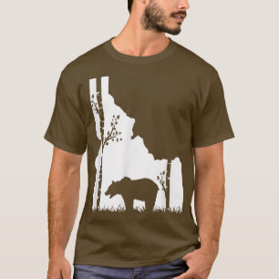 Brown Grizzly Bear Hunting - Idaho map Hunter  T-Shirt