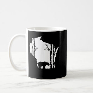 Brown Grizzly Bear Hunting - Wisconsin map Hunter  Coffee Mug