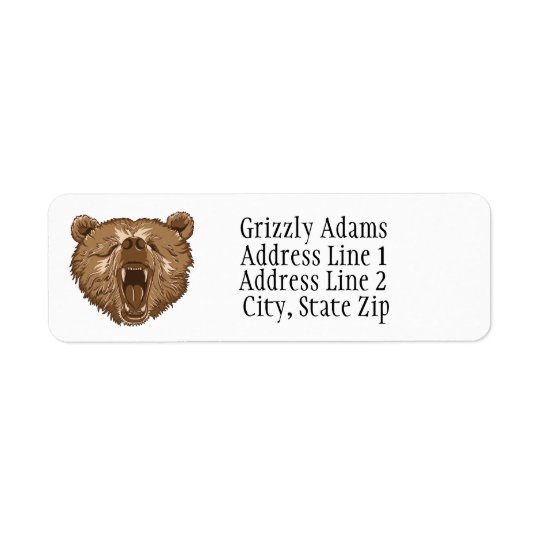 Brown Grizzly Bear Return Address Labels