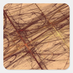 Brown Grunge Abstract Fractal Square Sticker