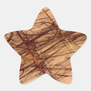 Brown Grunge Abstract Fractal Star Sticker