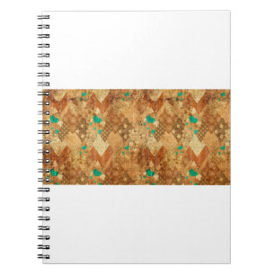 Brown grunge quilt patchwork pattern with stars an notebook