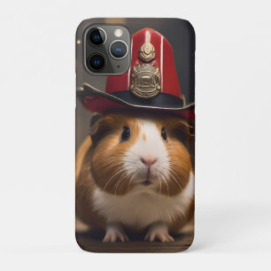 Brown Guinea Pig Wearing A Fireman's Hat, iPhone 11 Pro Case