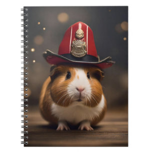 Brown Guinea Pig Wearing A Fireman's Hat, Notebook