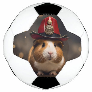 Brown Guinea Pig Wearing A Fireman's Hat, Soccer Ball