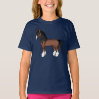 Brown Gypsy Vanner Clydesdale Shire Cartoon Horse