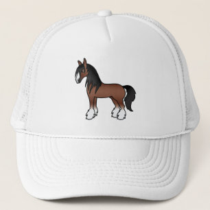 Brown Gypsy Vanner Clydesdale Shire Cartoon Horse Trucker Hat