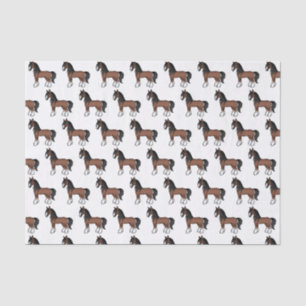 Brown Gypsy Vanner Clydesdale Shire Horse Pattern Tissue Paper