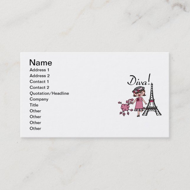 Brown Hair Diva Business Card (Front)