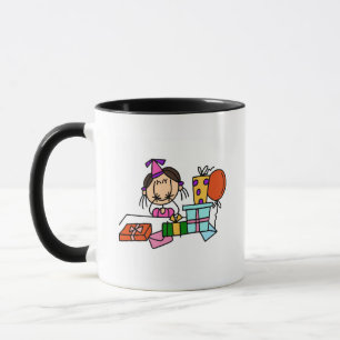 Brown Hair Girl With Birthday Gifts T-shirts Mug