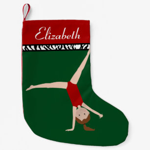 Brown Hair Gymnast Personalized Christmas Small Christmas Stocking