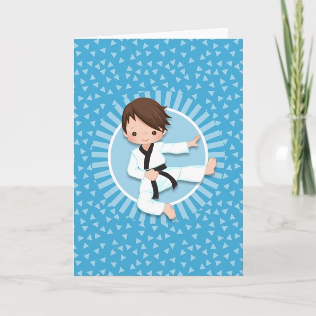 Brown Hair Karate Boy Judo Martial Arts Card (Front)