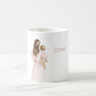 Brown Hair Pink Dress Love Coffee Mug