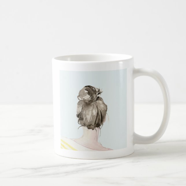 Brown Hair Top Knot Bun Coffee Mug (Right)