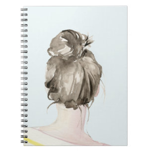 Brown Hair Top Knot Bun Notebook