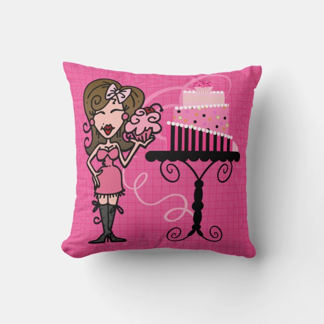 Brown Haired Baker Pillow (Front)