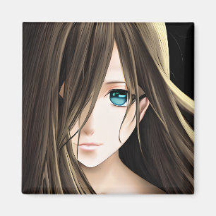 Brown Haired Blue Eyed Anime Girl Magnet
