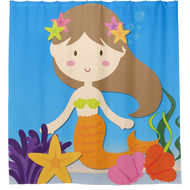 Brown Haired Mermaid in the Under Sea Ocean (Front)