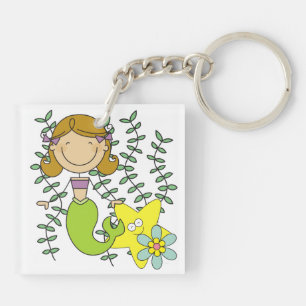 Brown Haired Mermaid Keychain
