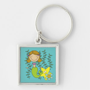 Brown Haired Mermaid Keychain